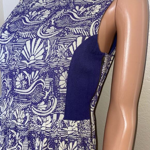 O'Neill dress skater fit flare gauzy navy blue & white cross back lightweight SM - Picture 6 of 9